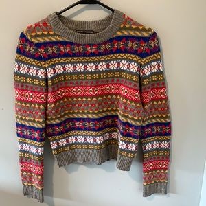 Colorful Patterned Crewneck Sweater Womens XS